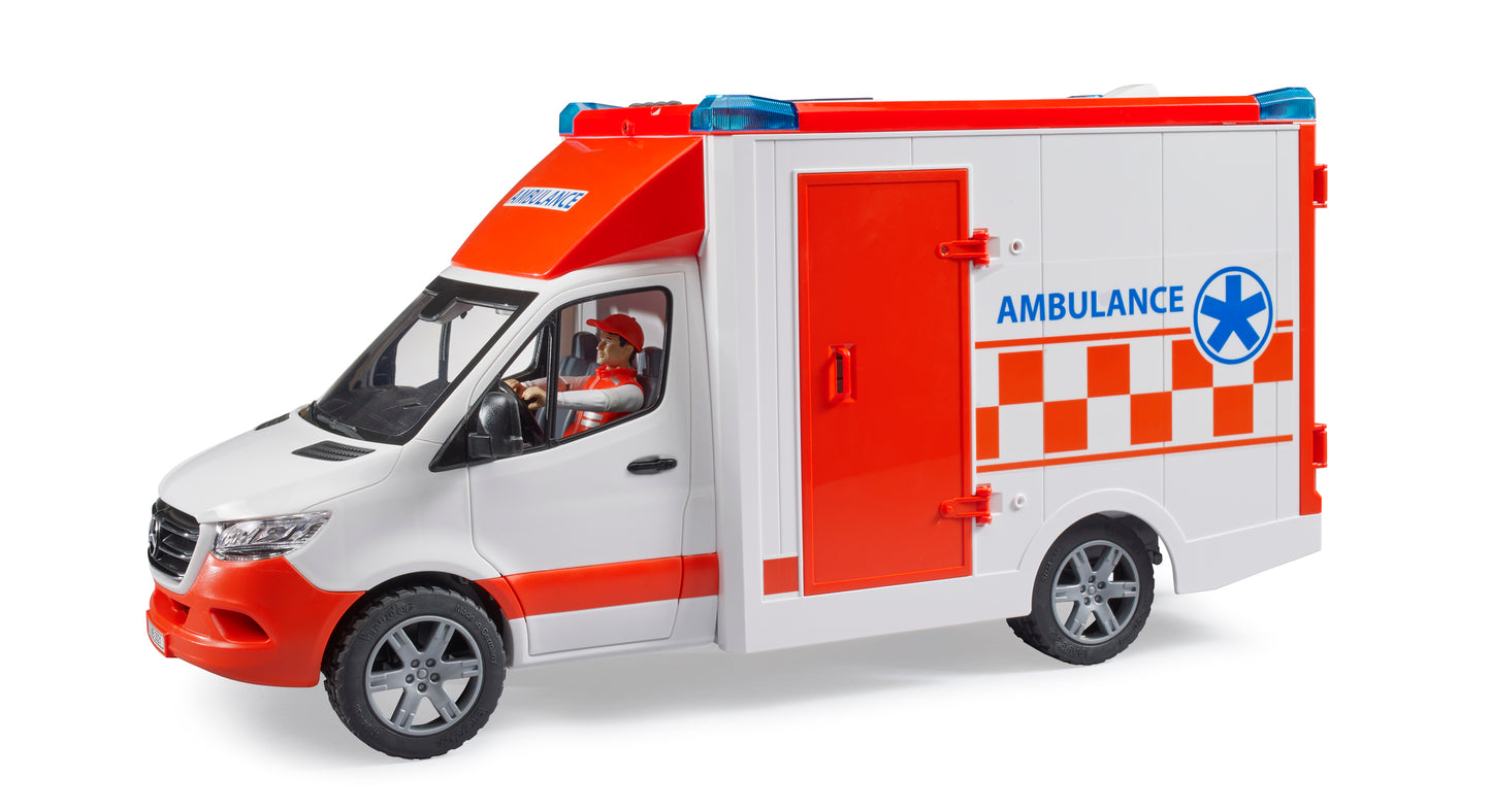 Bruder Mercedes-Benz Sprinter Fire Engine 02673 with extendable ladder, working water pump, rescue basket and light and sound module