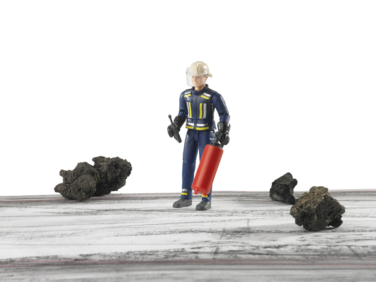 Bruder bworld Fireman with Accessories 60100 1:16 scale firefighter figure with helmet, gloves, radio and fire extinguisher