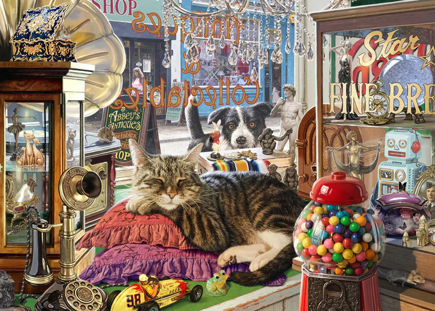 Holdson 1000pc - Cat Napping Antique Shop Cat Puzzle