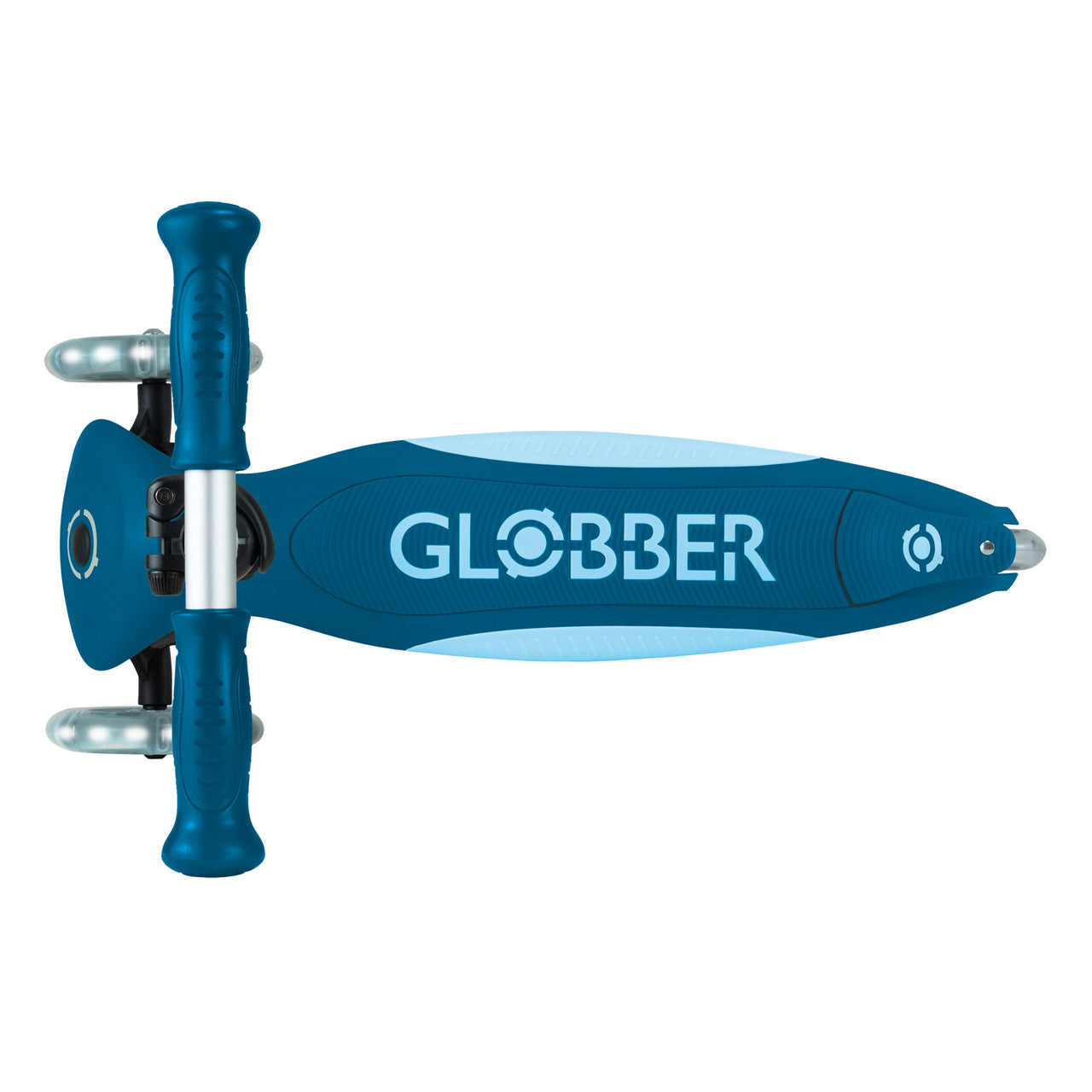 Globber - PRIMO FOLDABLE PLUS Scooter with Lights - Petrol Blue/Light Blue
