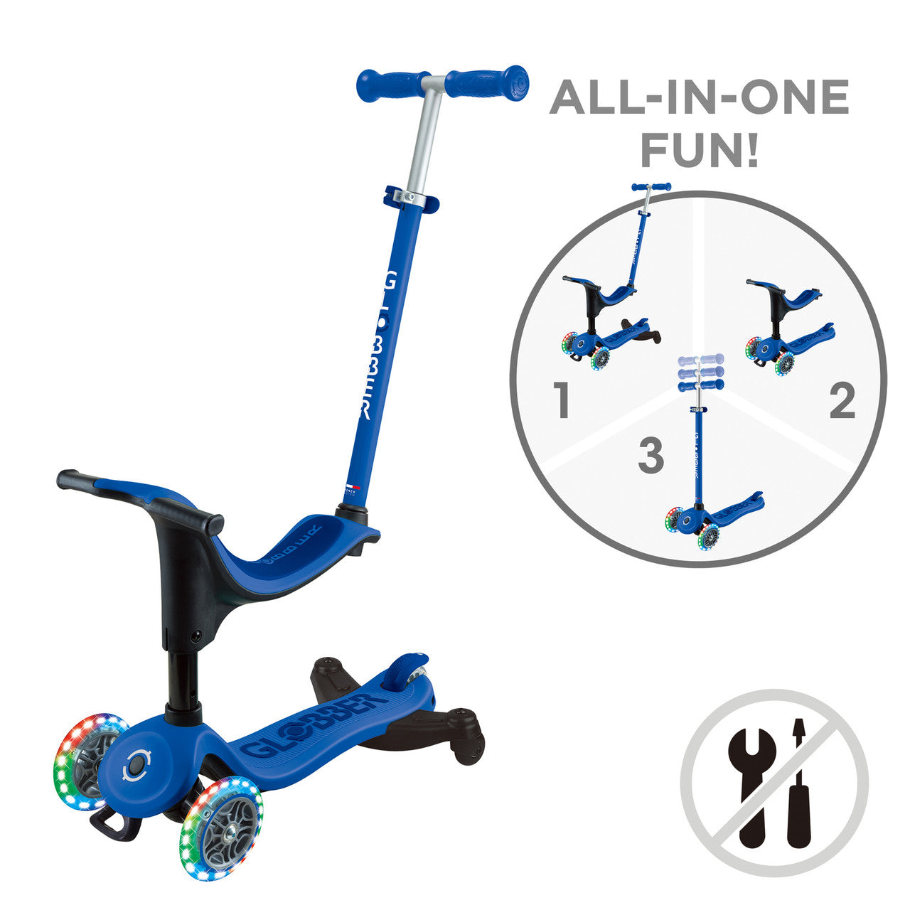 Globber - GO UP SPORTY Lights 360 - Navy/Dark Blue