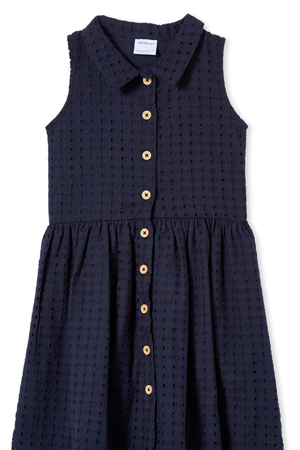 Navy Broderie Dress