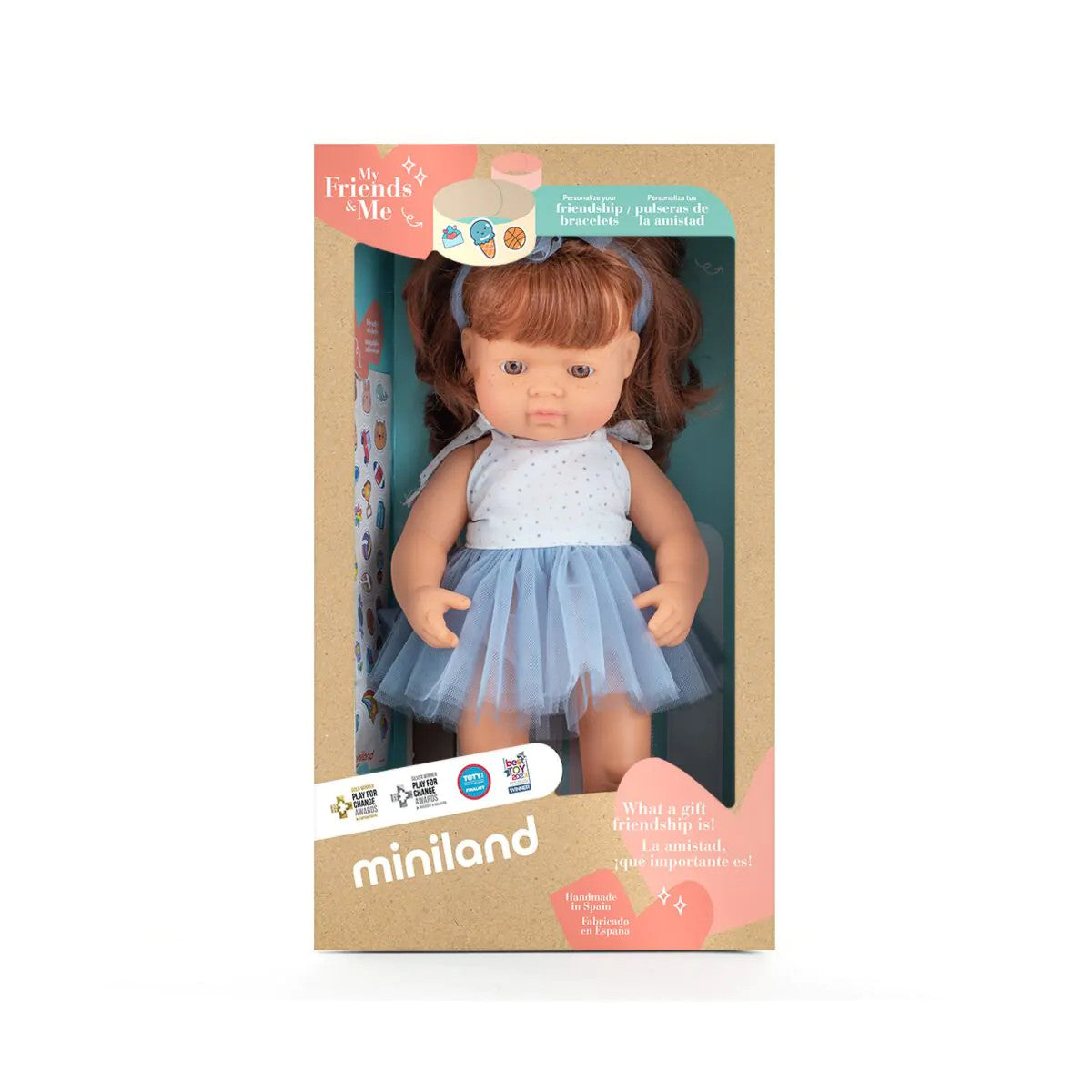 Miniland Doll 38cm - My Friends & Me - Redhead Caucasian Girl Baby Doll