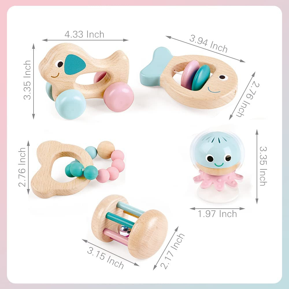 Hape - Wooden Multi-Stage Sensory Gift Set - 5 PCs