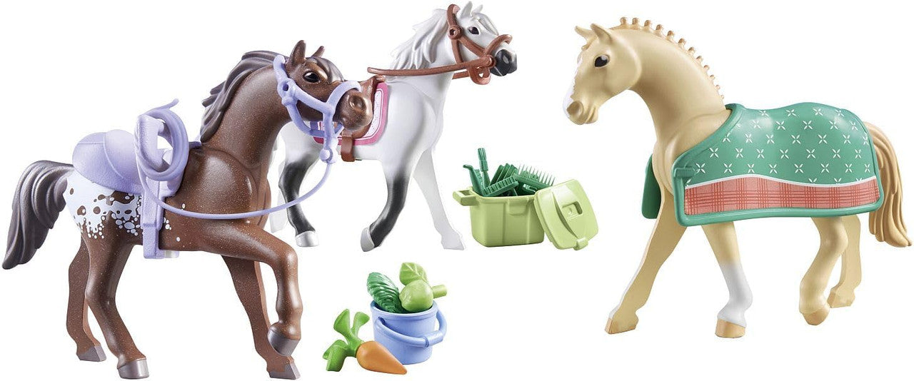 Playmobil - Horses of Waterfall - 3 Horse Set: Morgan, Quarter Horse & Shagya Araber 71356