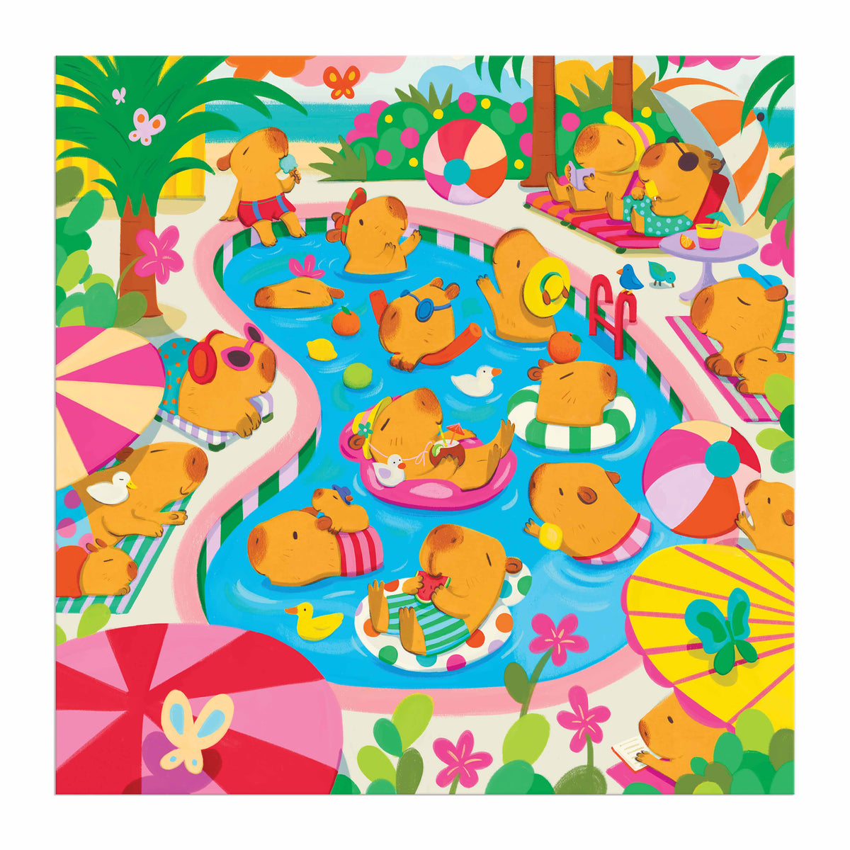 Mudpuppy Capybara Pool Day Family Puzzle - 500 Piece