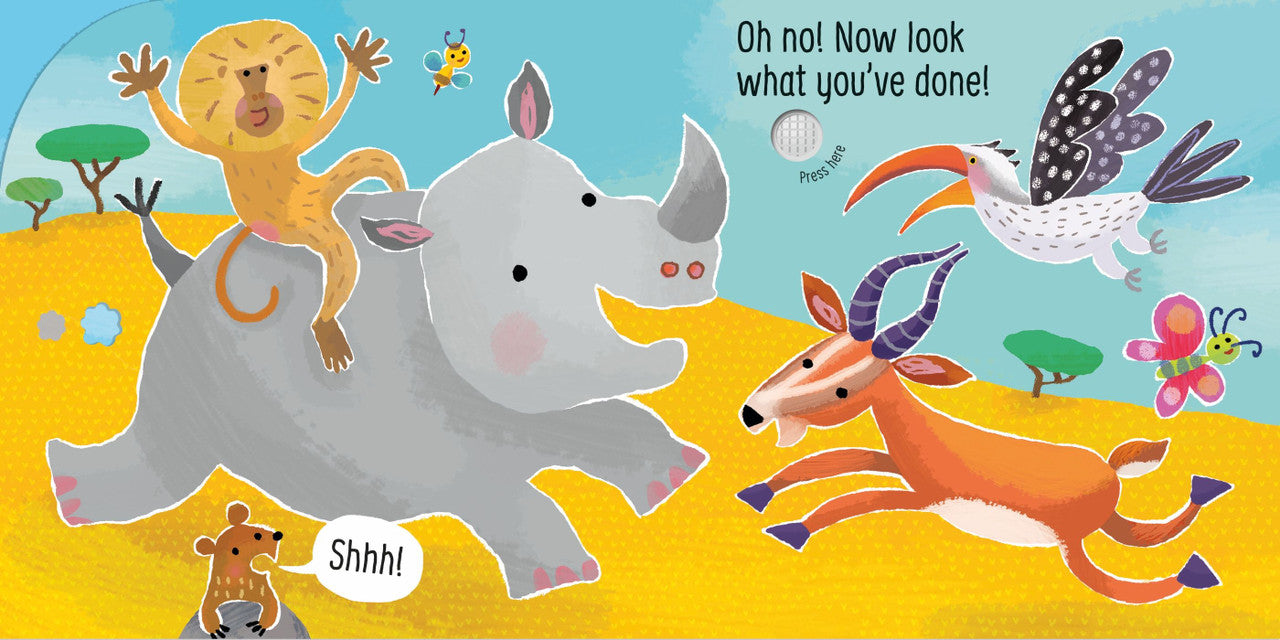Usborne Touchy-Feely Sounds Book - Don't Tickle the Rhino
