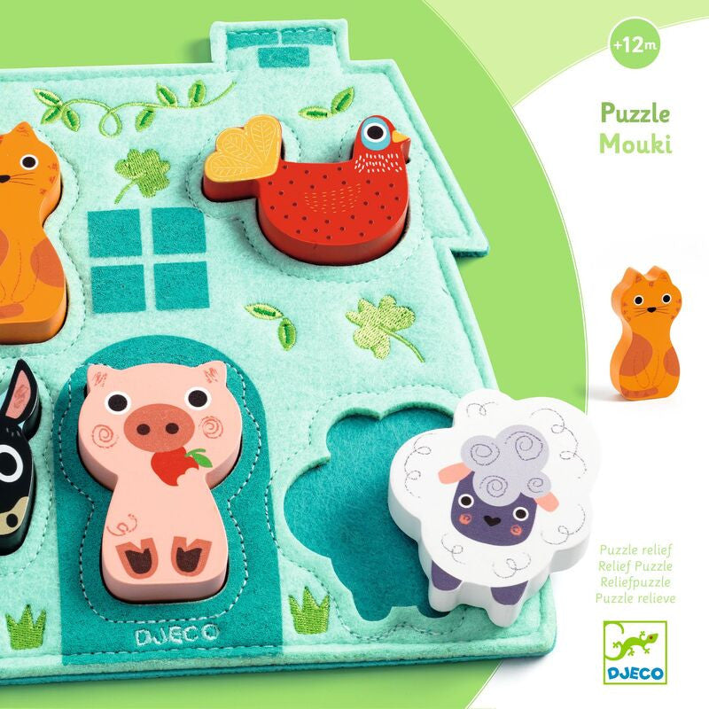 Djeco - Mouki Wooden and Felt Puzzle