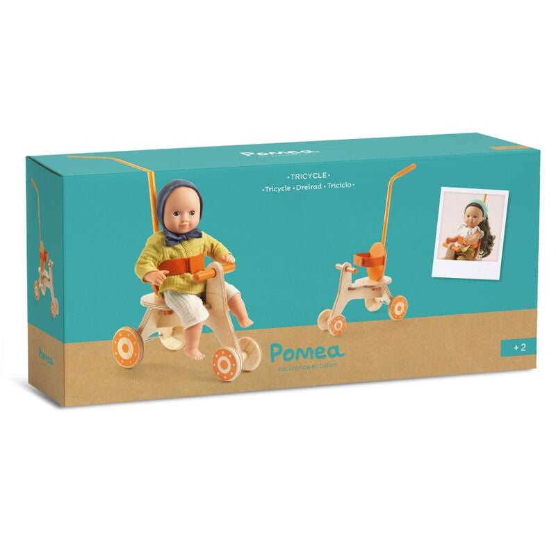 Djeco - Pomea Collection - Wooden Tricycle with Metal Handle