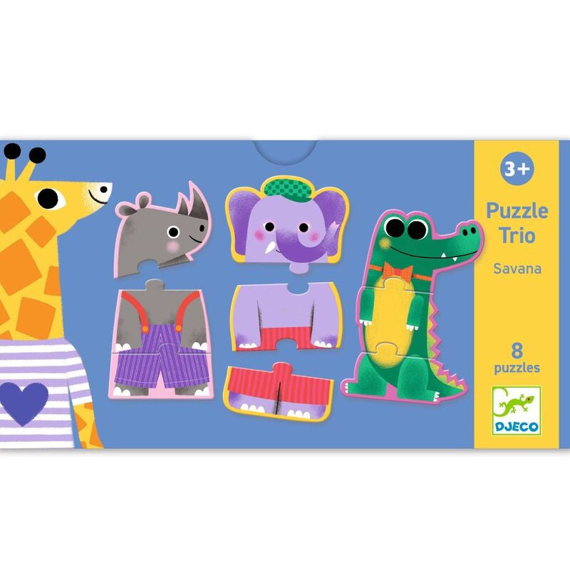 Djeco - Savana Trio Puzzles 24pc