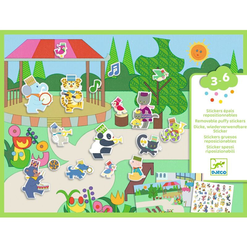Djeco - Fanfare Removable Puffy Stickers