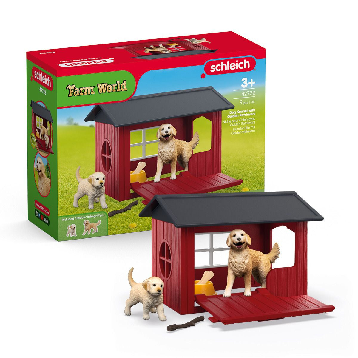 Schleich Farm Life - Dog Kennel with Golden Retrievers 42722