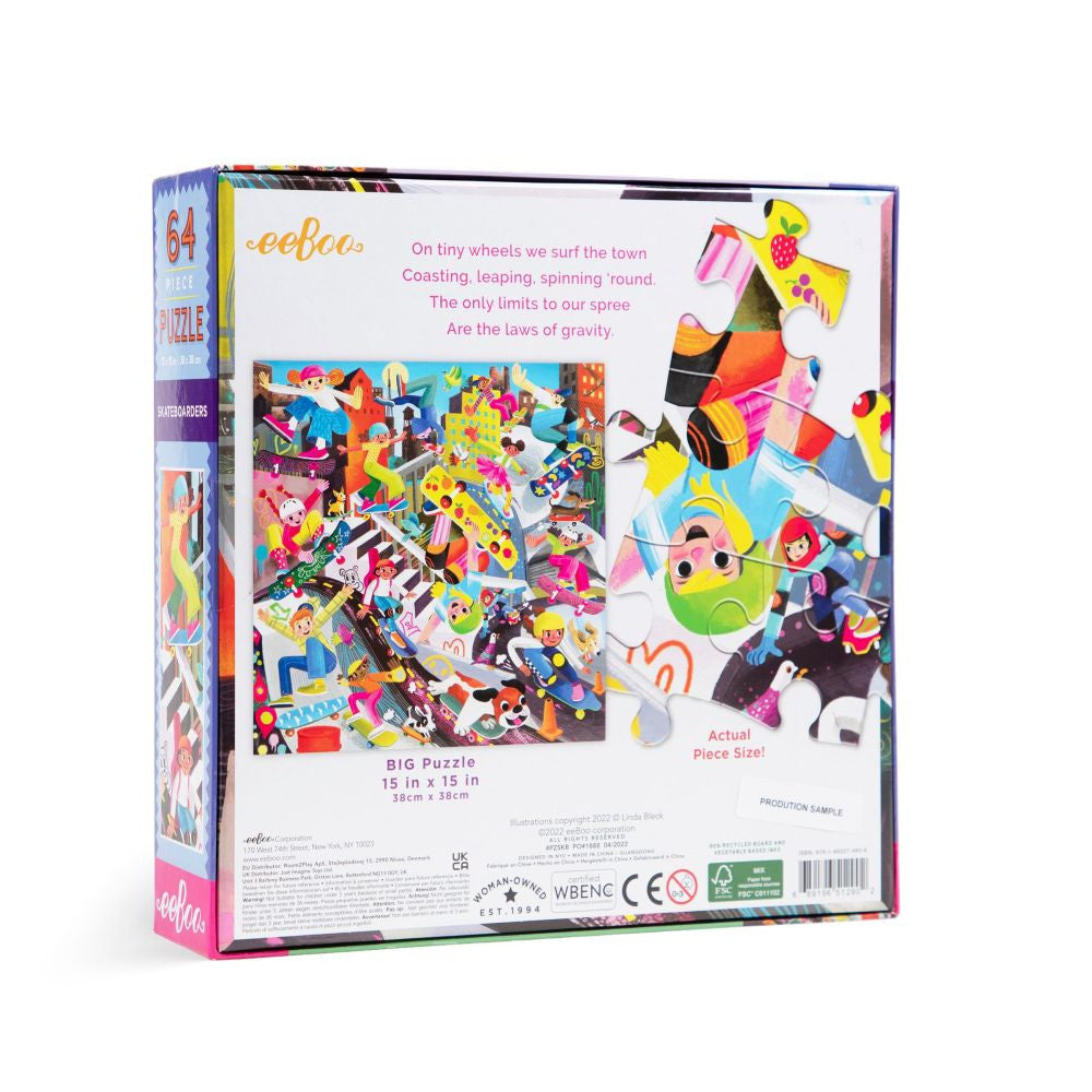Eeboo 64pc - Skateboarders Puzzle