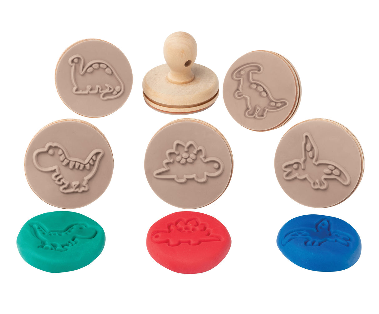 Educational Colours Wooden Dough Stamps - Dinosaurs