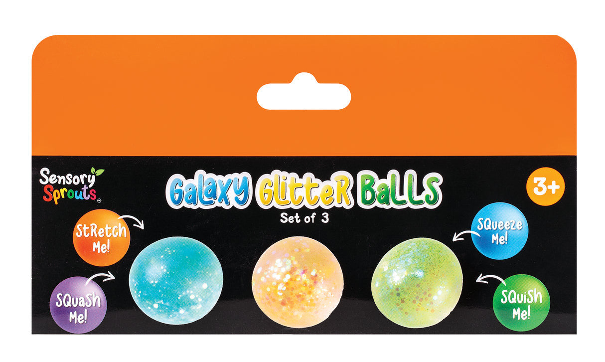 Sensory Sprouts - Galaxy Glitter Balls Orange