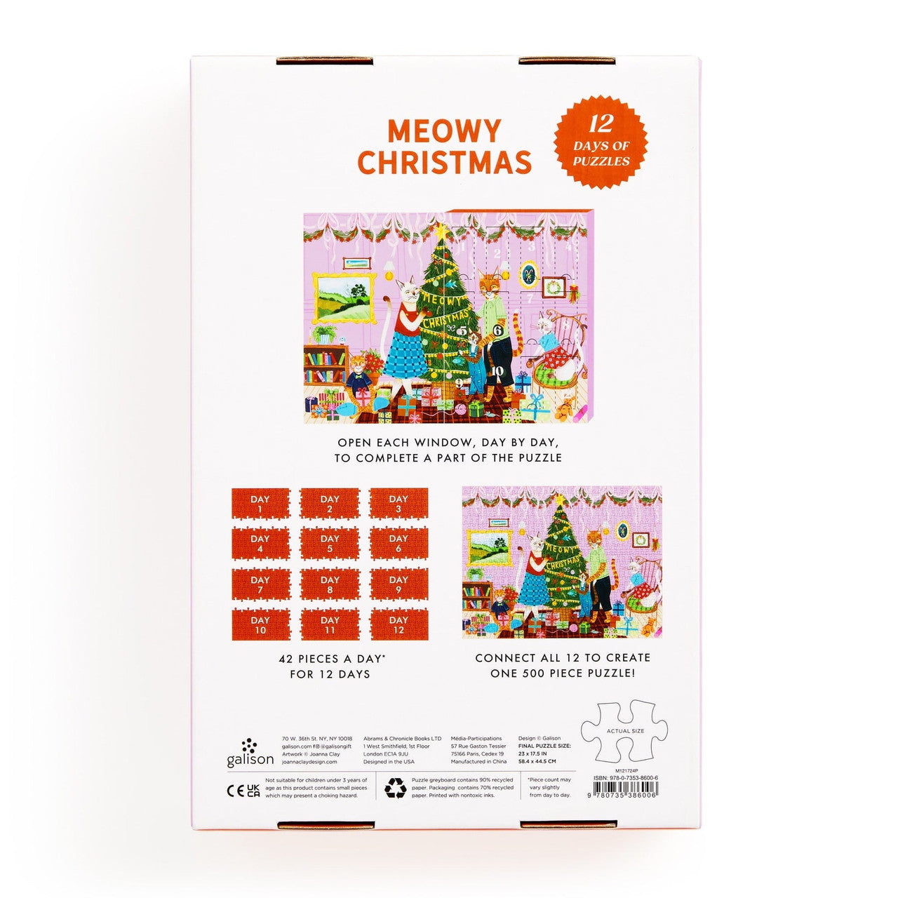 Galison 500pc - Meowy Christmas 12 Days of Puzzles - Advent Calendar