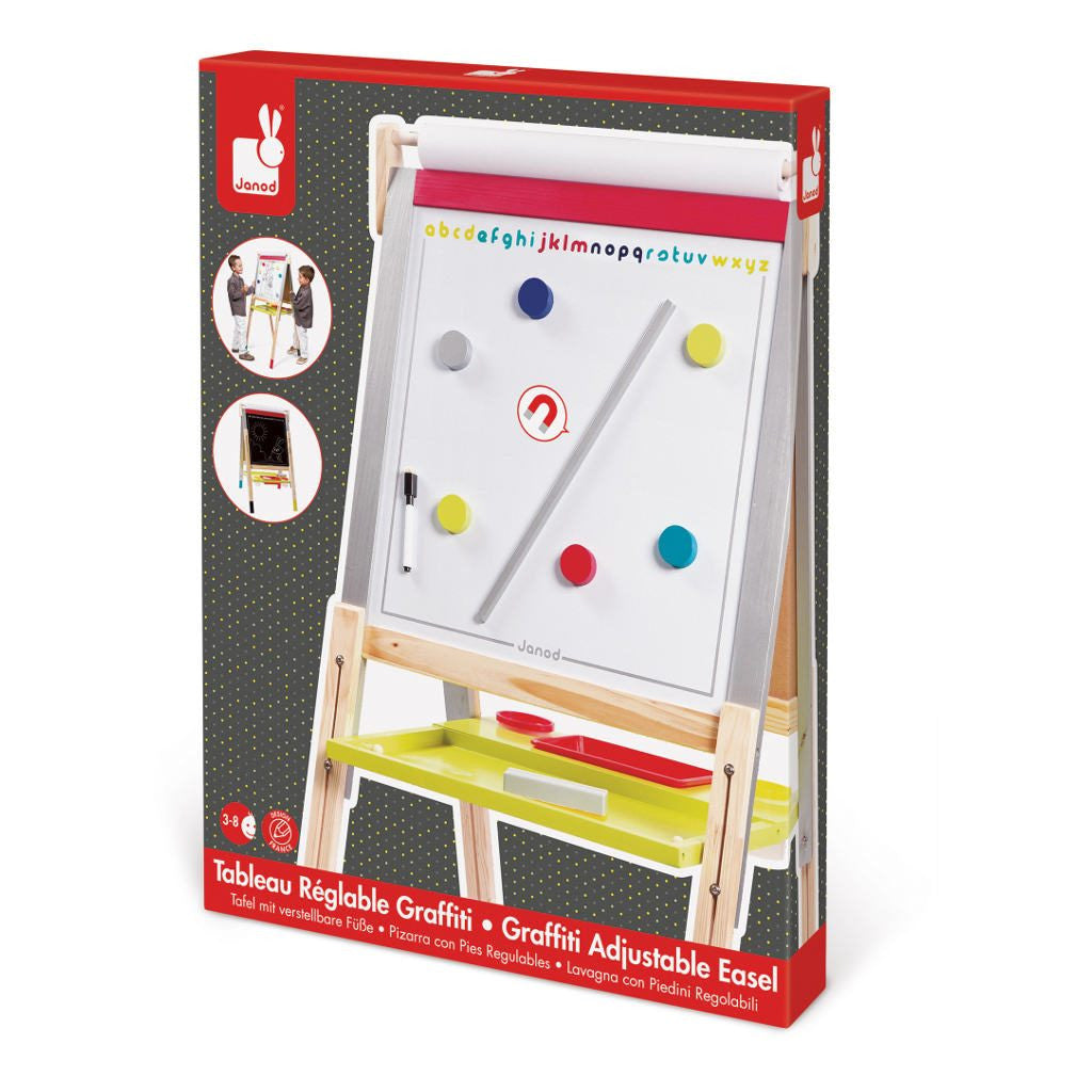 Janod - Graffiti Height Adjustable Black/White Board Easel