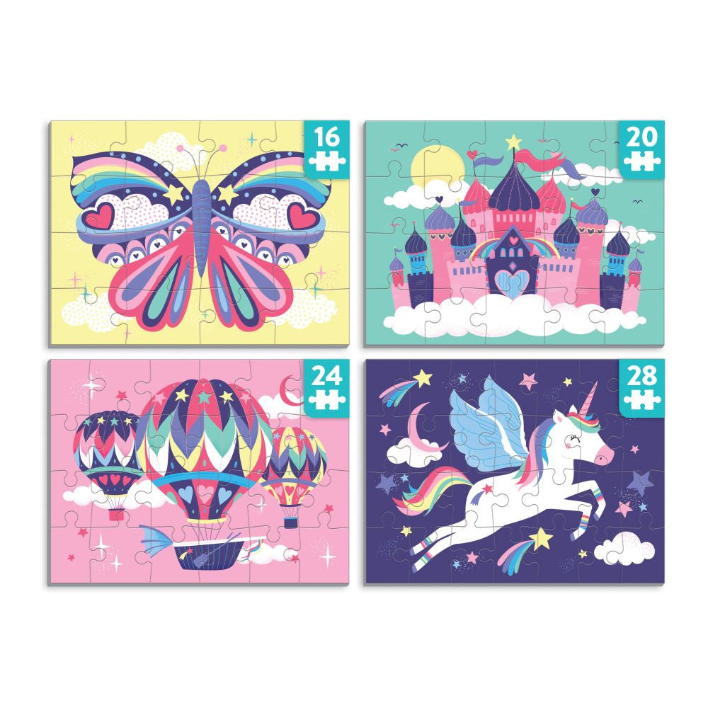 Mudpuppy Level Up 16pc, 20pc, 24pc & 28pc - Unicorn Puzzle Set