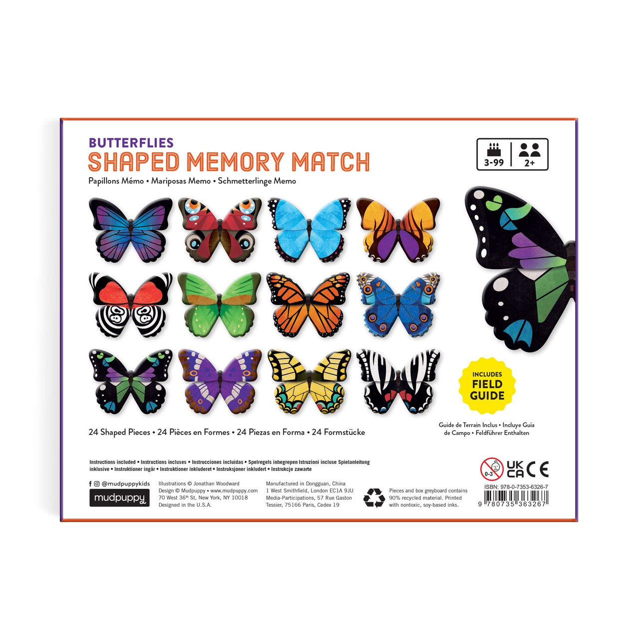 Mudpuppy - Shaped Memory Match - Butterflies