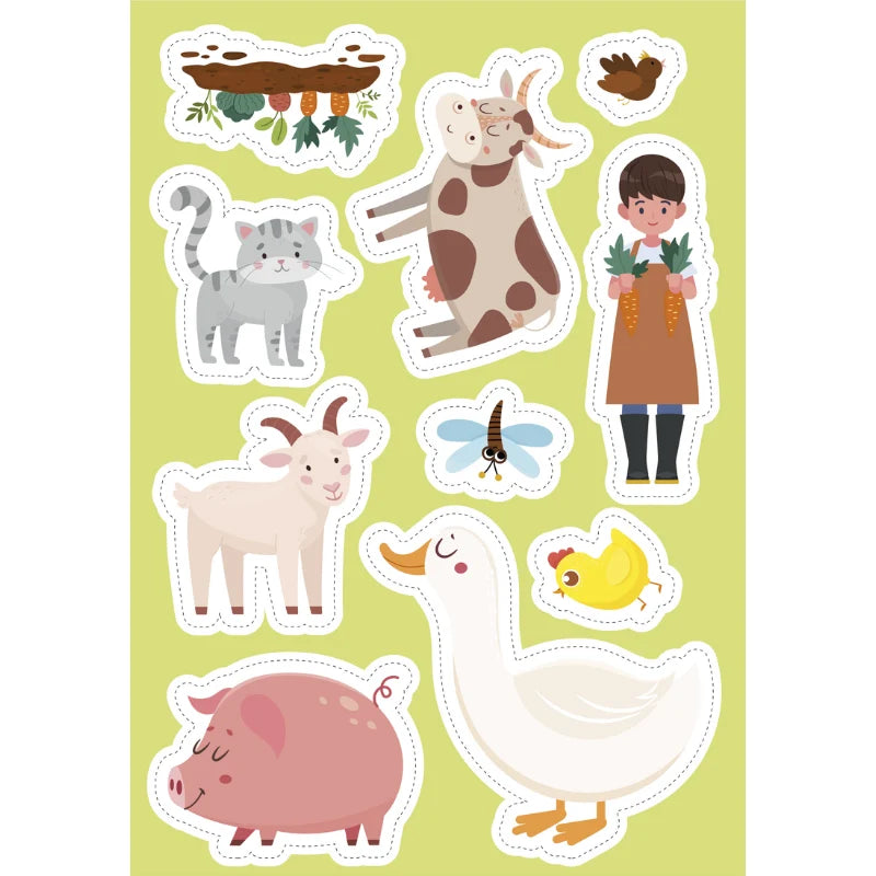 Sassi Stickers & Activities Book The Farm featuring 24 activity pages with farm animals, colouring, puzzles and 60 colourful stickers