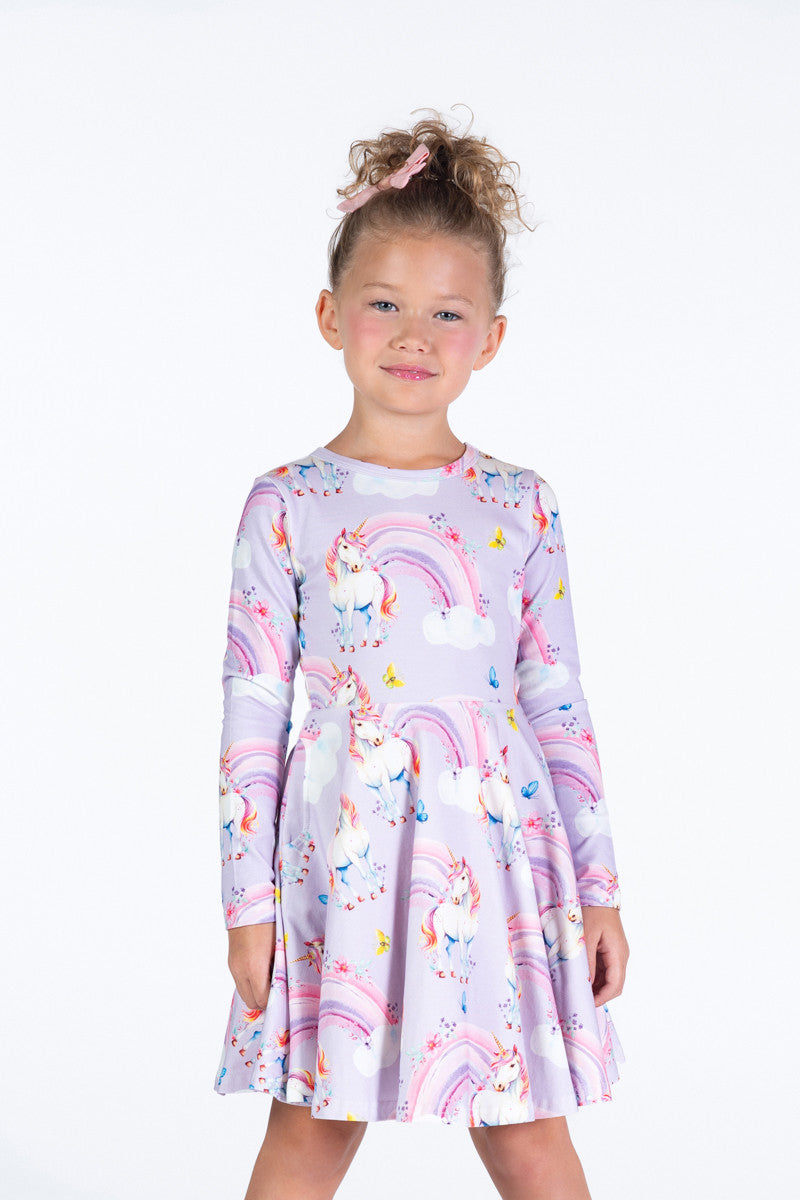 Rock Your Baby - Dreamscapes Long Sleeve Waisted Dress (sizes 8-12)