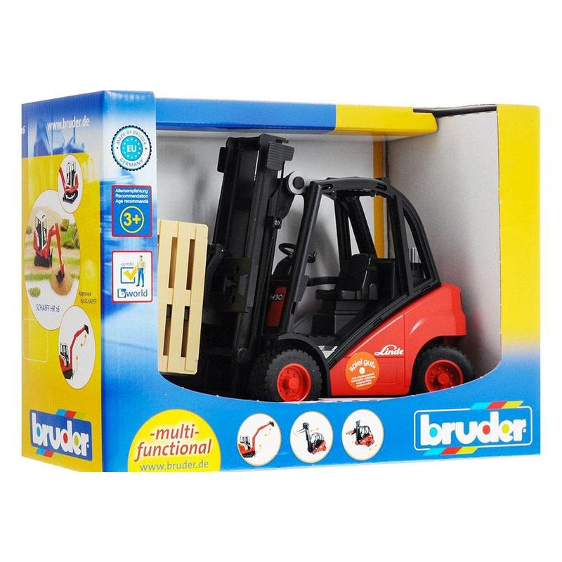 Bruder Linde Fork Lift H30D 02511 1:16 scale forklift with working lift mast and two Euro pallets