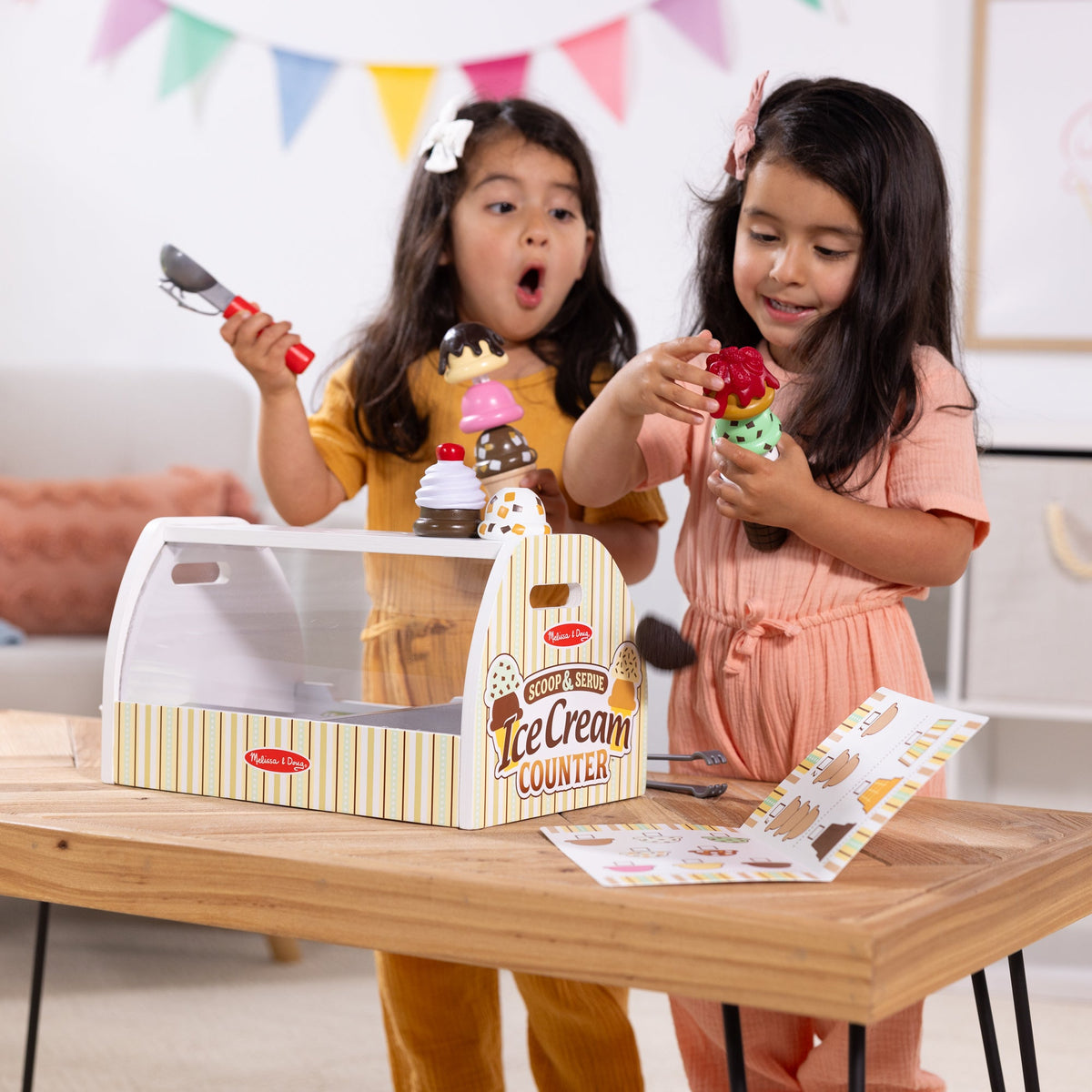 Melissa & Doug Scoop & Serve Ice Cream Counter Wooden Pretend Play Set
