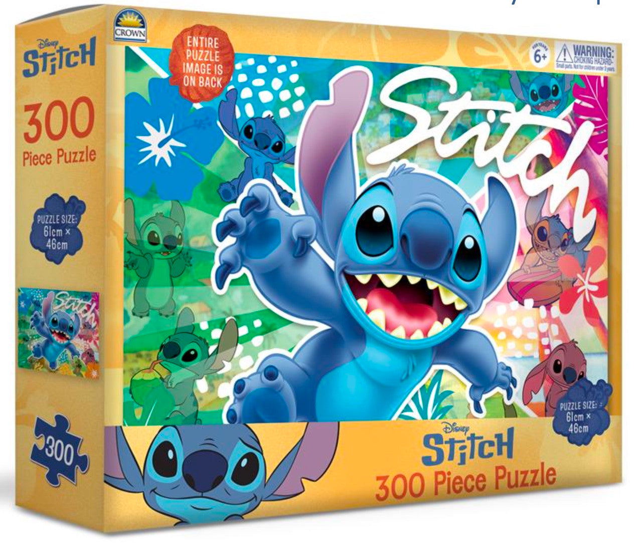 Crown 300 piece Disney Stitch puzzle featuring colourful tropical Stitch artwork