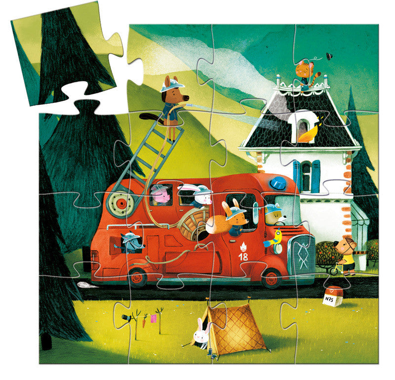 Djeco Fire Truck 16pc Silhouette Puzzle