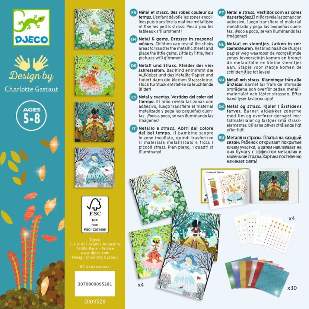 a child peeling the protective film from a pre-glued dress board before foiling it