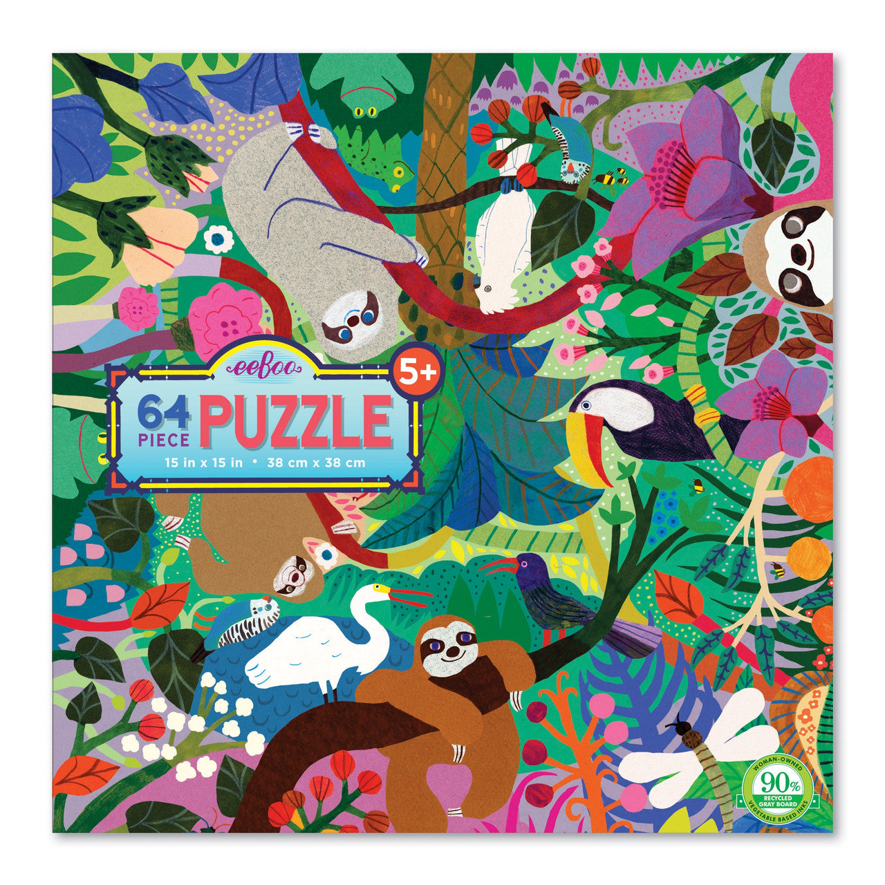 eeBoo 64pc - Sloth at Play Puzzle