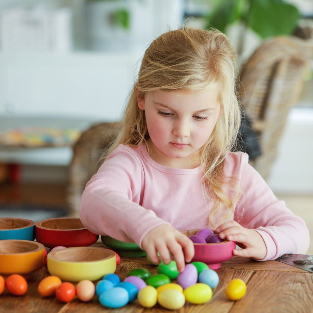 The Freckled Frog Rainbow Nest Sorting Set - 36 Piece Wooden Colour Matching Toy