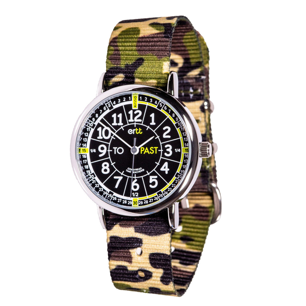 EasyRead Past & To Time Teacher Watch - Green Camo Strap with Black Face