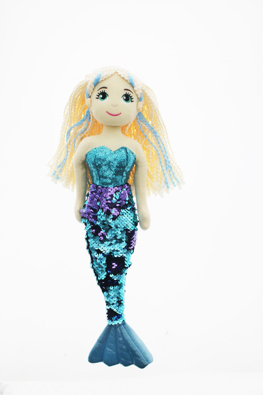 Cotton Candy - 70cm Elsa Blue & Purple Flip Sequinned Tail Mermaid