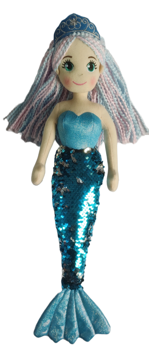 Cotton Candy - 45cm TAYLOR Blue Flip Sequinned Tail Mermaid