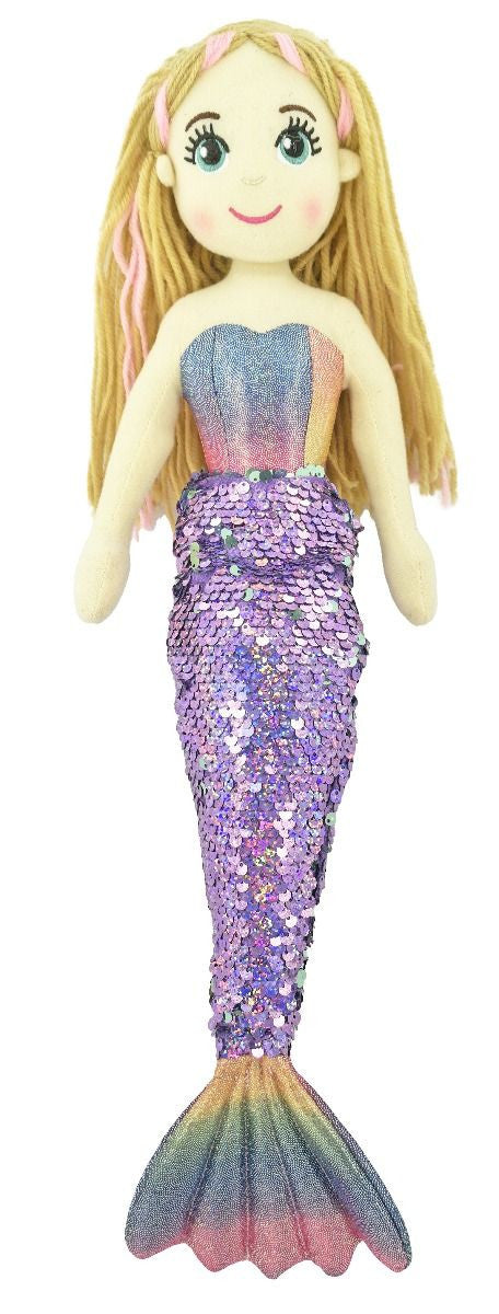 Cotton Candy - 45cm Mermaid ADELE Flip Sequin Purple Rainbow with Sequin Tail