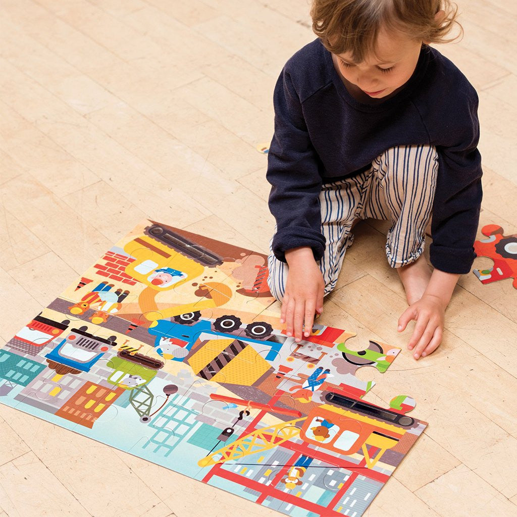 Petit Collage - Construction Site Floor Puzzle 24pc