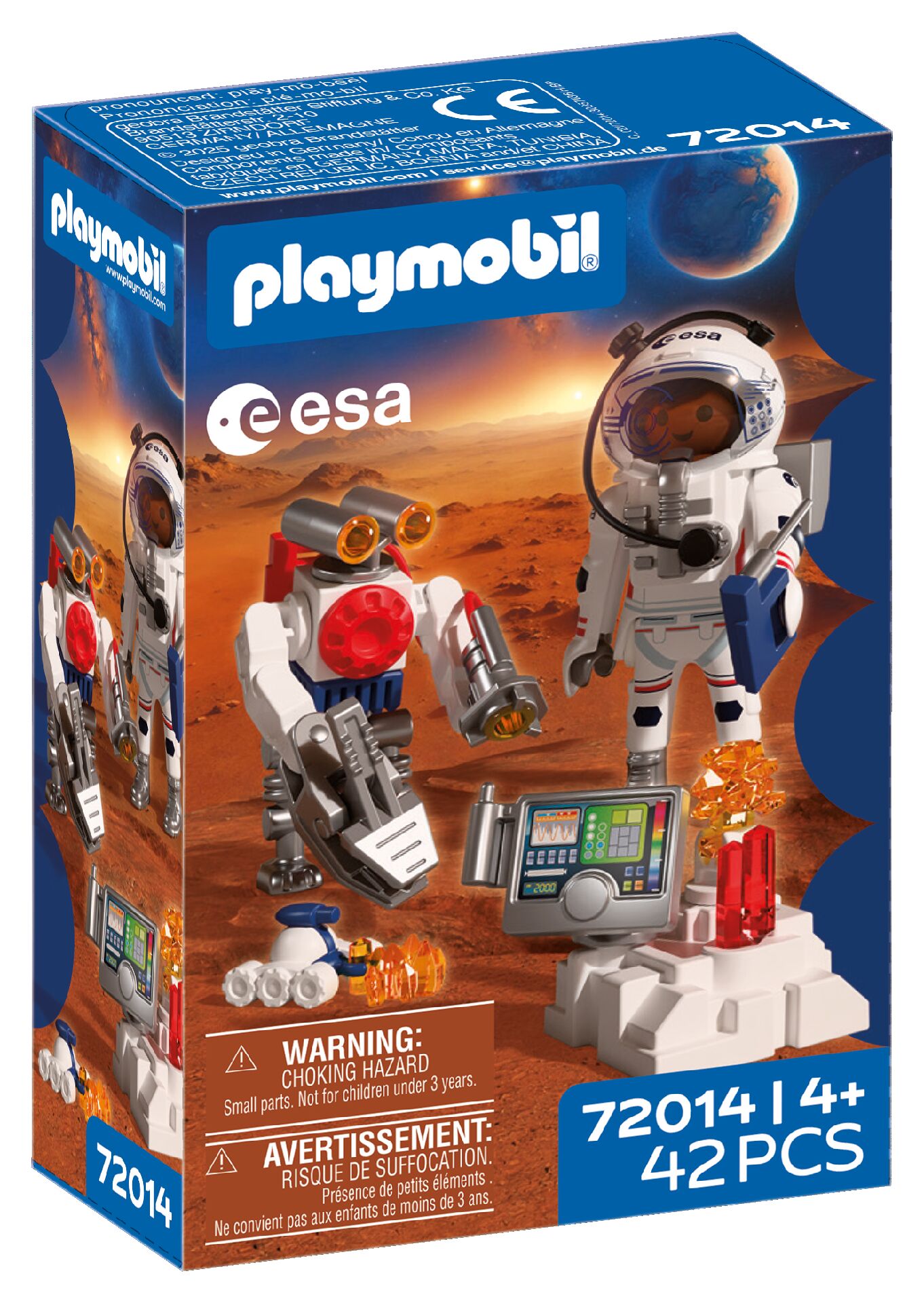 PLAYMOBIL ESA Astronaut with Robot 72014 Mars exploration playset with astronaut, robot and analysis station
