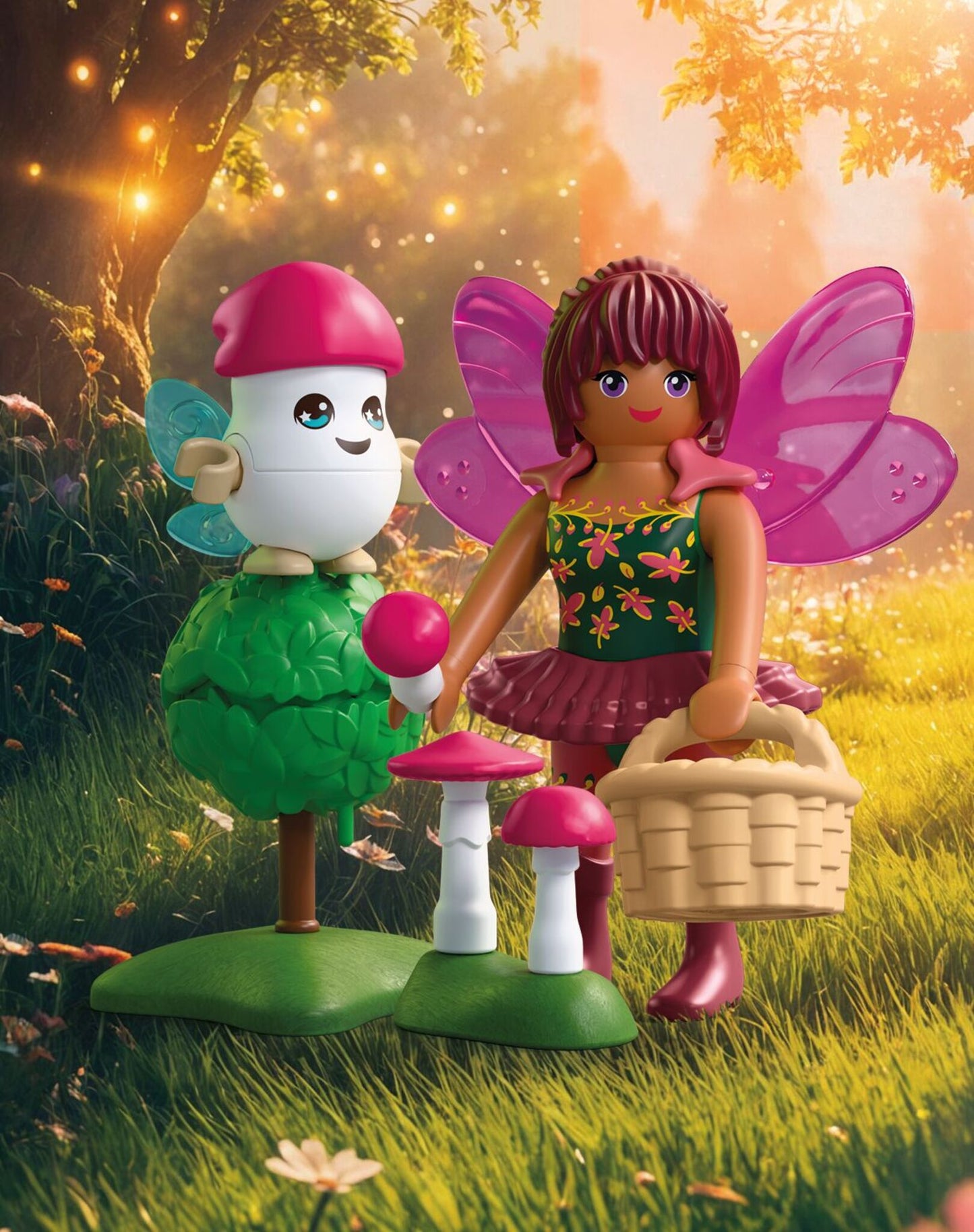 PLAYMOBIL Fairy with Cute Helper 72034 featuring a forest fairy, Joyling companion, mushrooms and woodland accessories