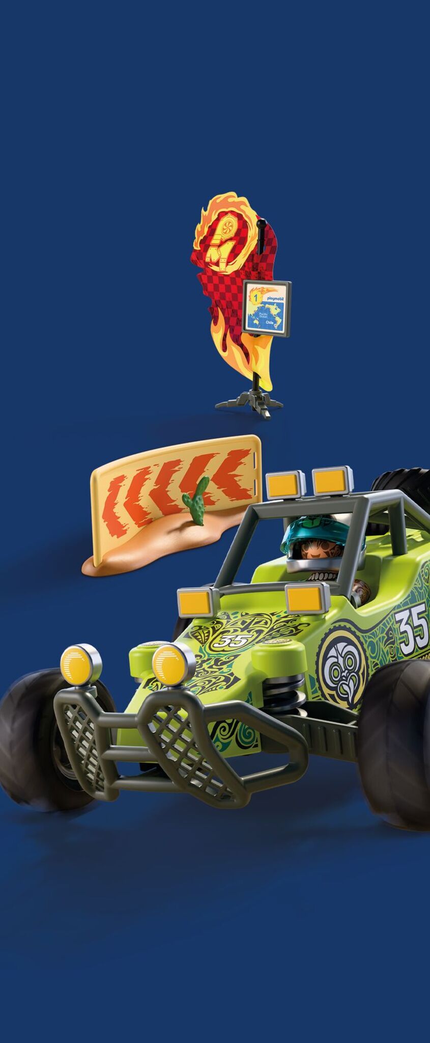 PLAYMOBIL Off-Road Buggy 72063 desert rally racing vehicle with driver, desert fox pups and off-road accessories