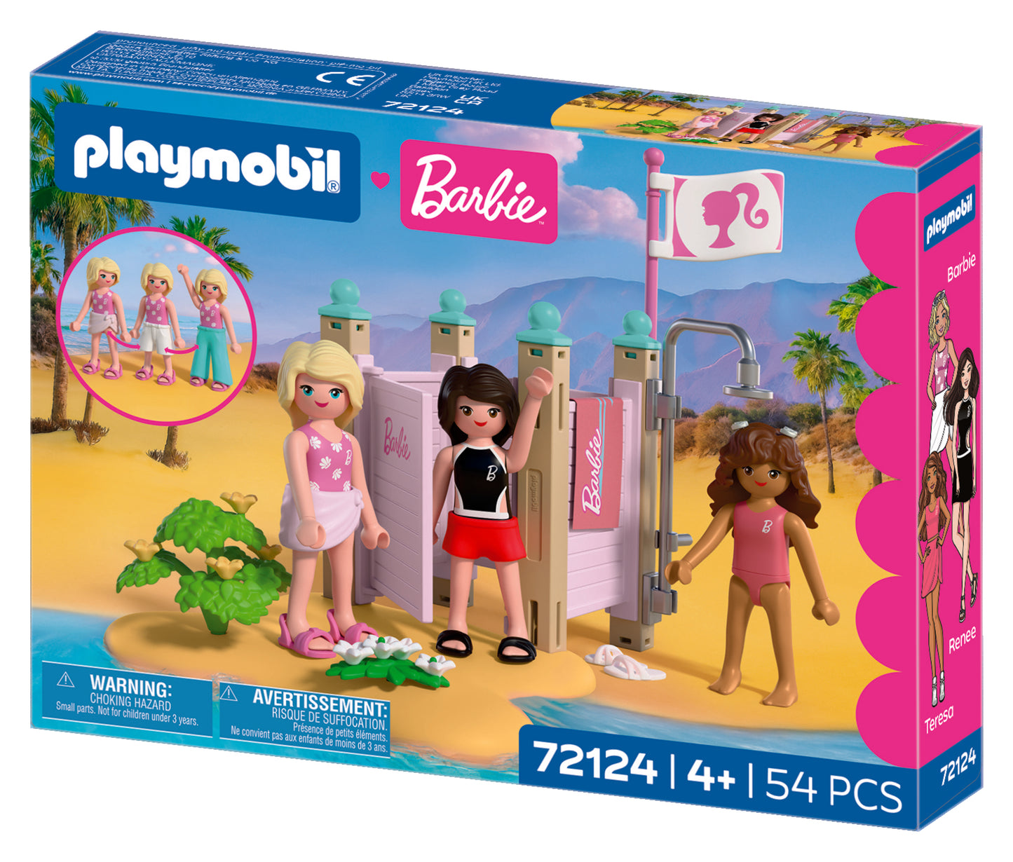 PLAYMOBIL x Barbie Beach Dress Up playset with Barbie, Teresa and Renee at Malibu Beach