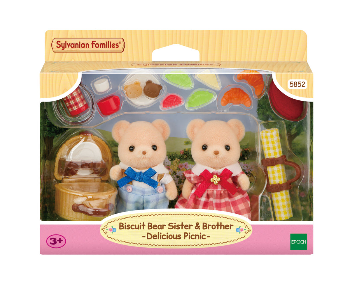Sylvanian Families - Biscuit Bear Sister & Brother - Delicious Picnic Set