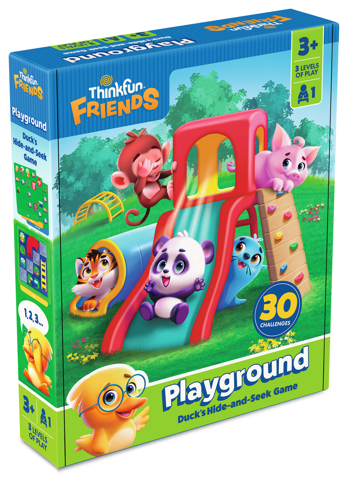 ThinkFun Friends Playground 76675 preschool hide-and-seek logic game with playground pieces and challenge cards