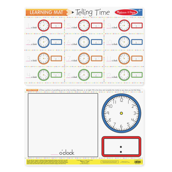 Melissa & Doug - Telling Time  Write-A-Mat