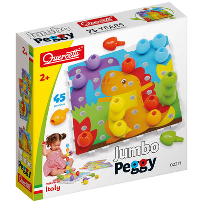 Quercetti Jumbo Peggy – 36 Pegs & 9 Boards (2+ Years)