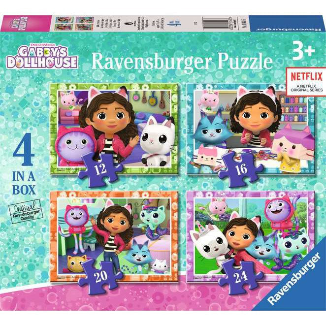 Ravensburger  -  Gabby's Dollhouse 4 in a Box - 12, 16, 20, 24pc Puzzles