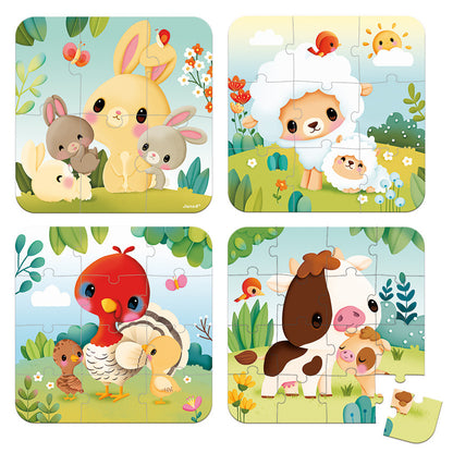 Janod - Farm Progressive Puzzles - 6, 9, 12, 16pc