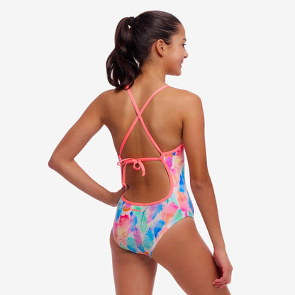 Funkita -  Girl's Tie Me Tight One Piece Swimmers - Tickle Pink