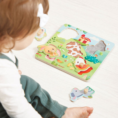 Janod - Tactile Farm Peg Puzzle