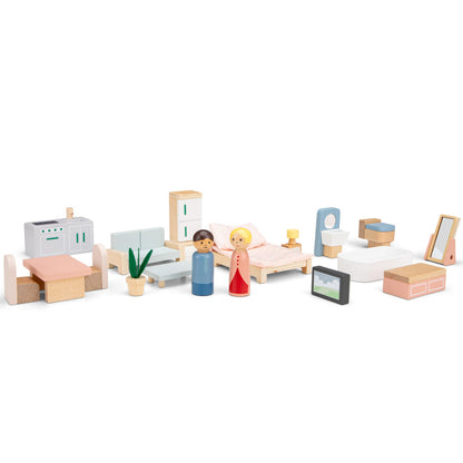 Woet by New Classic Toys - Folding Doll's House with Furniture